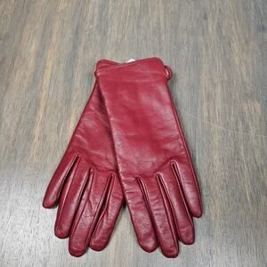 WARMEN Leather Gloves Size 7.5 Sheepskin Cashmere Wool Lined Red Driving